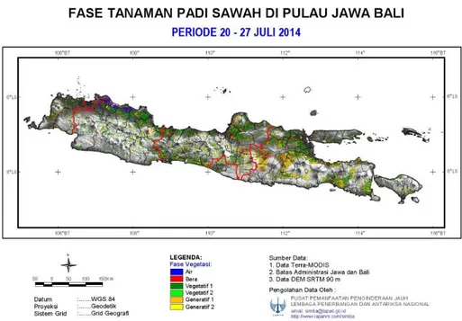 Gambar 6. Hasil pemantauan fase pertumbuhan padi Pulau Jawa dan Bali. 