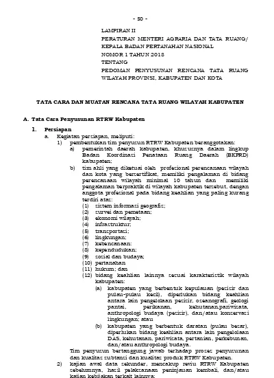 TATA CARA DAN MUATAN RENCANA TATA RUANG WILAYAH KABUPATEN