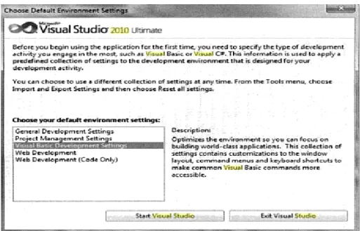 Gambar II.12 Form Chose Default Environtment Settings  (Sumber: Edi Winarno 2010:1) 