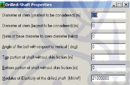 Gambar 3-2 Tampilan Input Properti Tiang SHAFT 