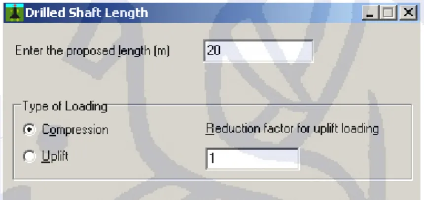 Gambar 3-6 Tampilan Input Water Table SHAFT  OUTPUT PROGRAM SHAFT 