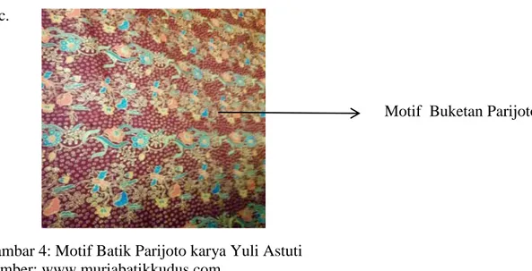 Gambar 4: Motif Batik Parijoto karya Yuli Astuti  Sumber: www.muriabatikkudus.com 