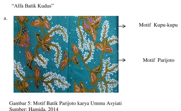 Gambar 5: Motif Batik Parijoto karya Ummu Asyiati  Sumber: Hamida, 2014 
