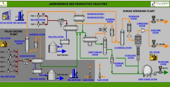 Gambar 1.2 Fasilitas Produksi Gas Plant SKN dan Pulau Gading  (Sumber: PTJM, 2013) 