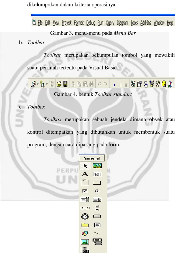 Gambar 3. menu-menu pada Menu Bar  b.  Toolbar 