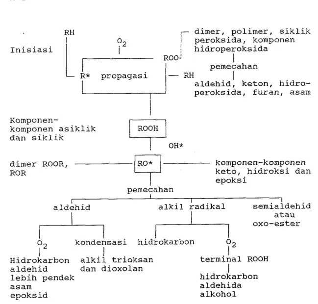 Gambar  1.  Skema umum oksidasi lemak  (Nawar,  1985) 