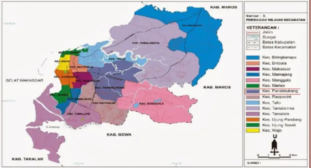 Gambar 3.1 Peta Wilayah Kotamadya Makassar