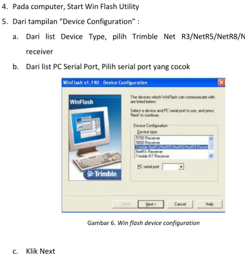 Gambar 6. Win flash device configuration 