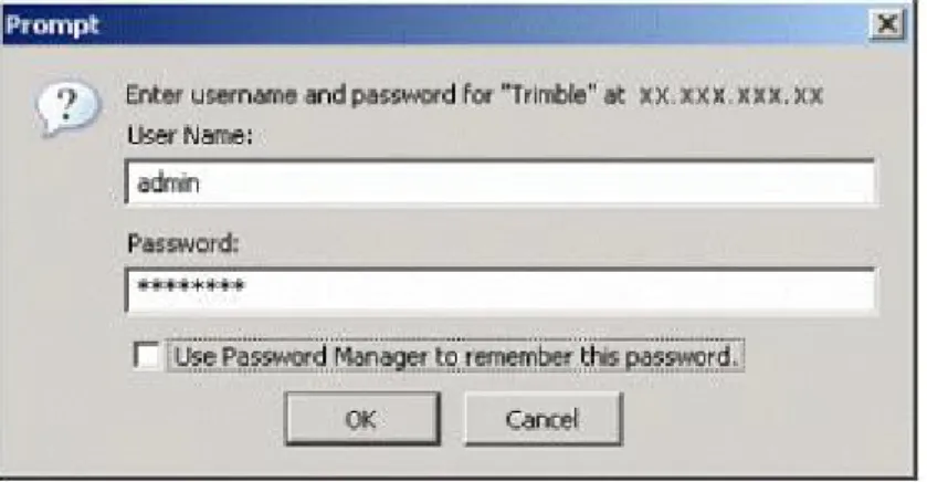Gambar 11. User name dan Password Pada Receiver Trimble Net R9 