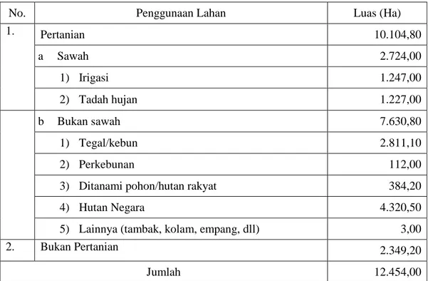 Tabel 4. 2 Data Penggunaan Lahan di Desa Beluk 