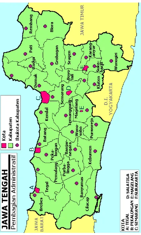 Gambar 1.2.: Peta Jawa Tengah Sumber : http://id.wikipedia.org/wiki/Daftar_kabupaten_dan_kota_di_Jawa_Tengah