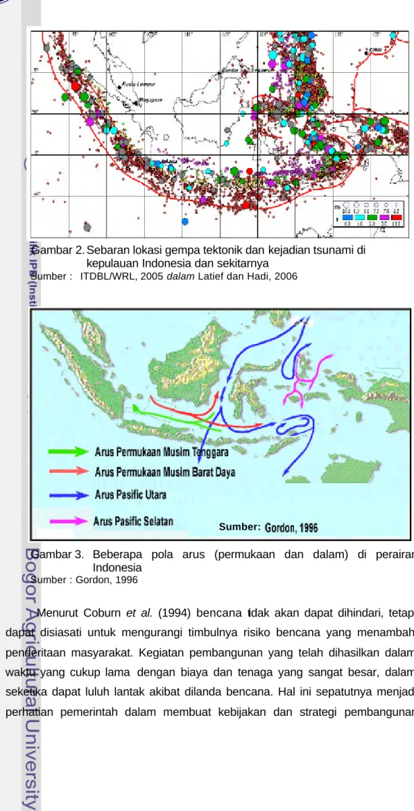 Gambar 2. Sebaran lokasi gempa tektonik dan kejadian tsunami di  kepulauan Indonesia dan sekitarnya 