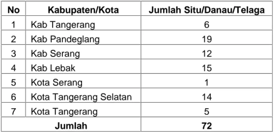 Tabel 1.21 Rekapitulasi Aset Situ Milik Pemerintah di Provinsi Banten