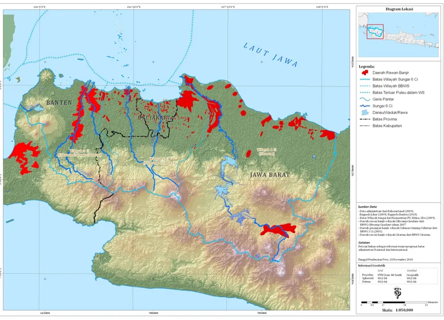 Gambar 2.3. Peta Daerah Rawan Banjir di WS 6 Ci 