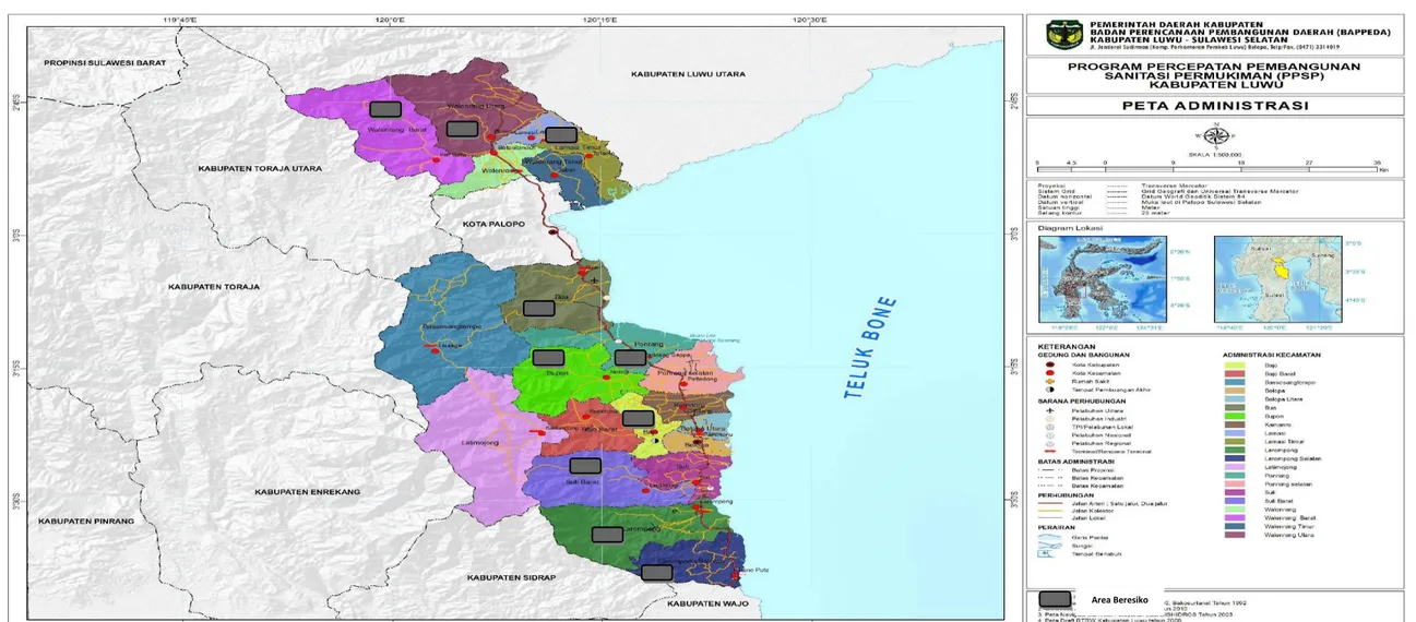 Gambar 2.1 Peta Area Beresiko Sanitasi Kabupaten Luwu 