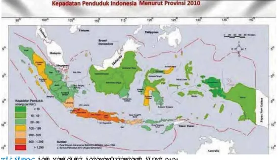 Gambar 2.5 Peta Kepadatan Penduduk Indonesia Tahun 2010 Sumber: Sensus Penduduk 2010