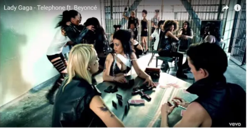 Gambar I.1 Salah satu adegan dalam video musik berjudul Telephone Sumber: Video musik Telephone Laddy Gaga ft Beyonce 