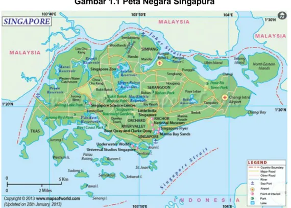 Gambar 1.1 Peta Negara Singapura 