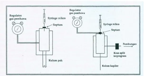 Gambar 4. Sistem pemasukan cuplikan untuk kolom pak dan kolom  kapiler 