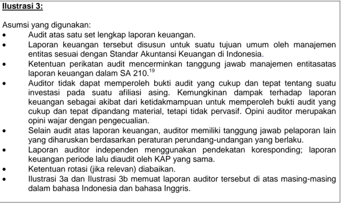 Ilustrasi  3a dan Ilustrasi 3b memuat laporan auditor tersebut di atas masing-masing  dalam bahasa Indonesia dan bahasa Inggris