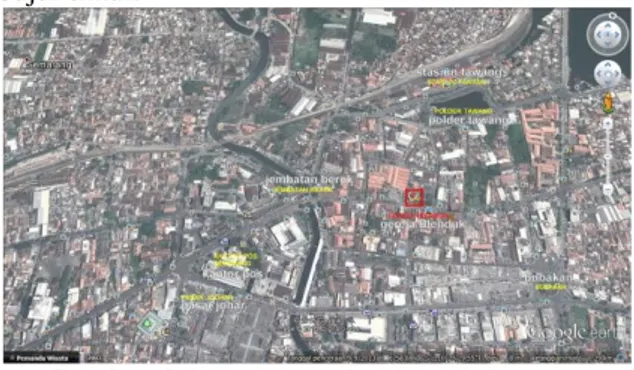 Gambar 2.1. Posisi gereja Blenduk Semarang  (Google earth) 