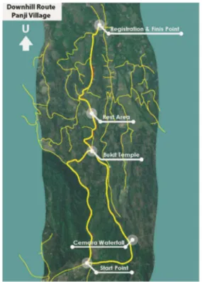 Gambar 1. Rute Wisata minat khusus  (downhill) terintegrasi di Desa Paji 