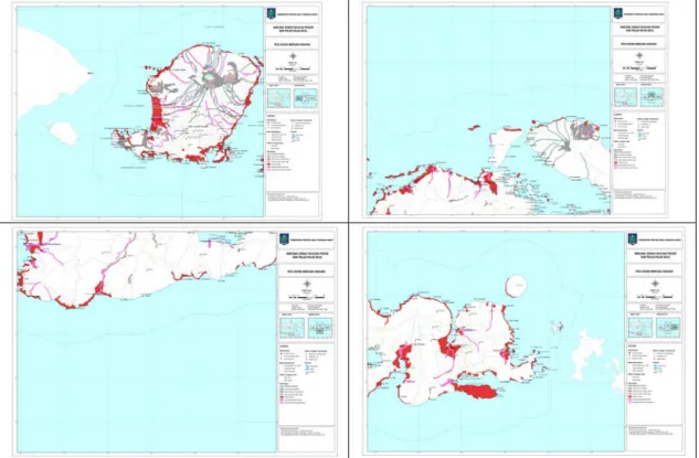 Gambar 10 menunjukkan peta sebaran potensi rawan bencana di daerah pesisir  perairan provinsi NTB