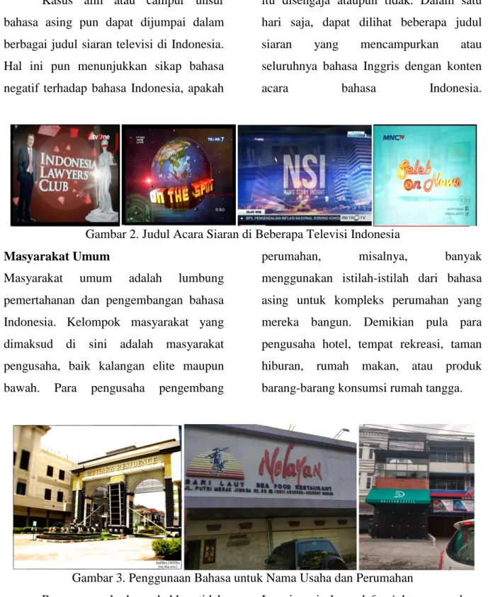 Gambar 2. Judul Acara Siaran di Beberapa Televisi Indonesia  Masyarakat Umum 