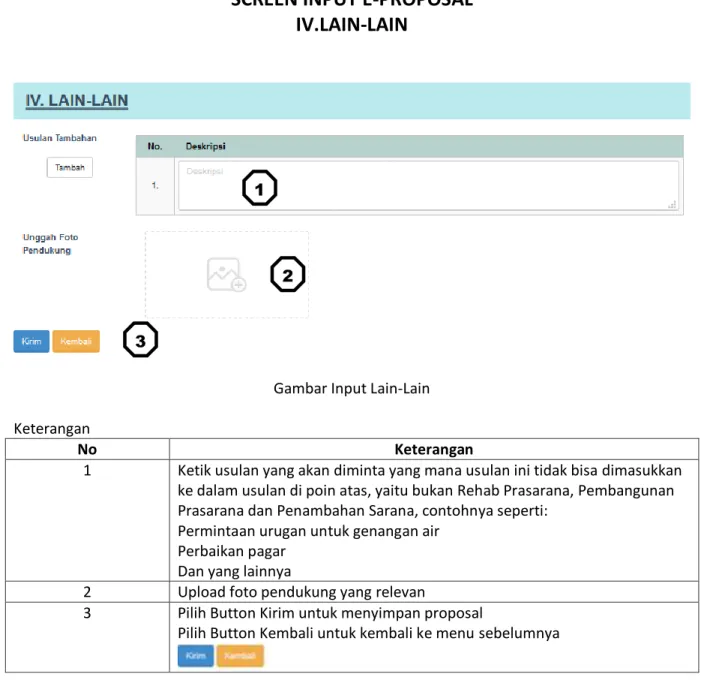 Gambar Input Lain-Lain  Keterangan 