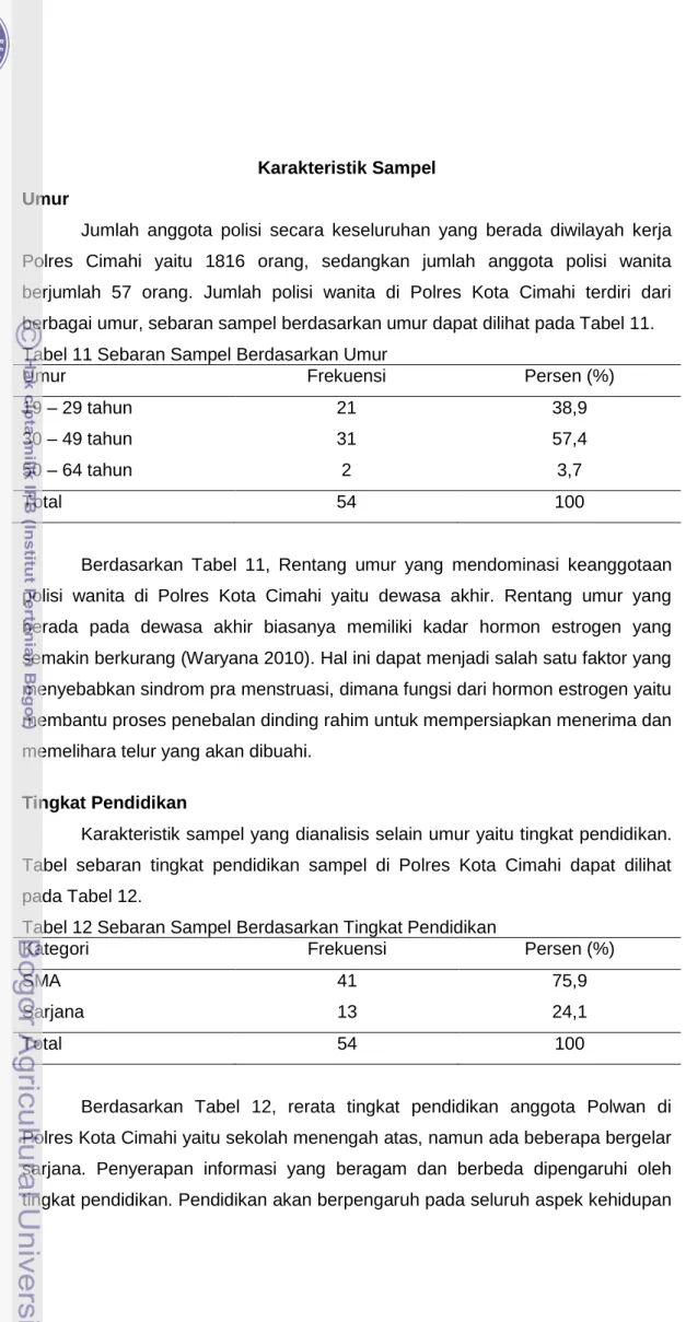Tabel 11 Sebaran Sampel Berdasarkan Umur 