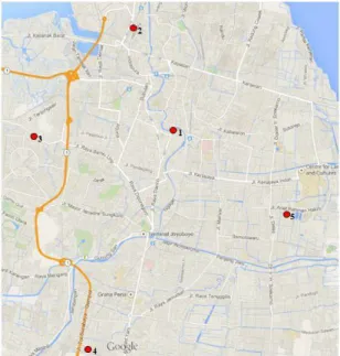 Gambar 3.1 Titik Pengamatan Kualitas Udara di Kota Surabaya 