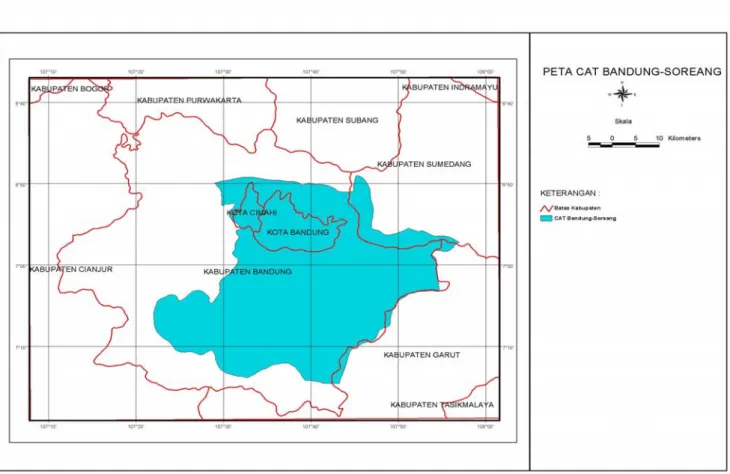 Gambar III.1   Peta Wilayah Cekungan Air Tanah Bandung (Distamben Prov. Jawa Barat, 2006)