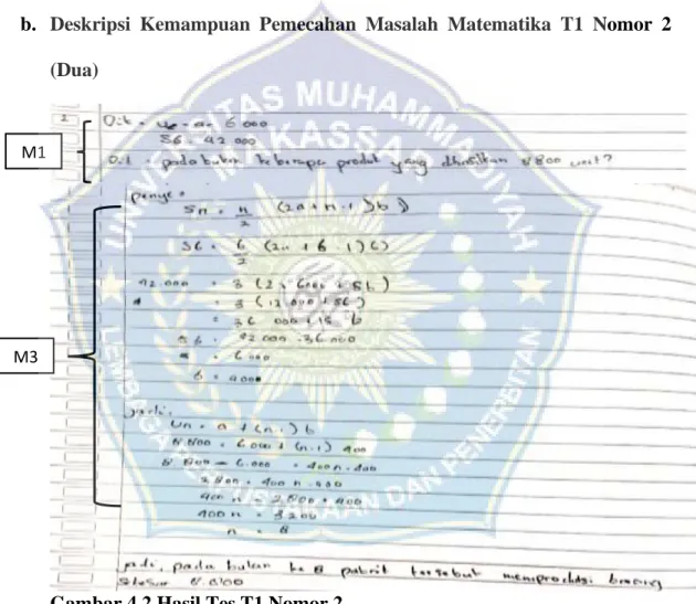 Gambar 4.2 Hasil Tes T1 Nomor 2  Keterangan gambar :  