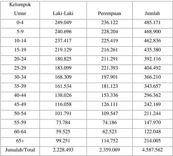 Tabel  3. Jumlah Penduduk Menurut Keompok Umur  dan Jenis Kelamin di Provinsi Nusa Tenggara Barat