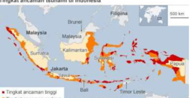 Gambar 1-1. Tingkat Ancaman Tsunami Indonesia 