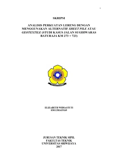 Skripsi Analisis Perkuatan Lereng Dengan Menggunakan Alternatif Sheet