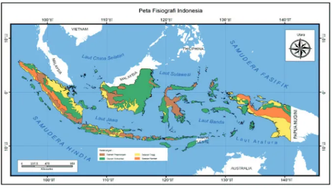 Gambar 1.7 Peta bentuk muka bumi atau isiograi wilayah Indonesia yang 