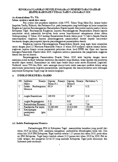 RINGKASAN LAPORAN PENYELENGGARAAN PEMERINTAHAN DAERAH (RLPPD) KABUPATEN ...