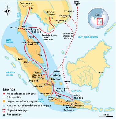 Gambar 3. Peta Kerajaan Sriwijaya  Sumber: wikipedia.org 