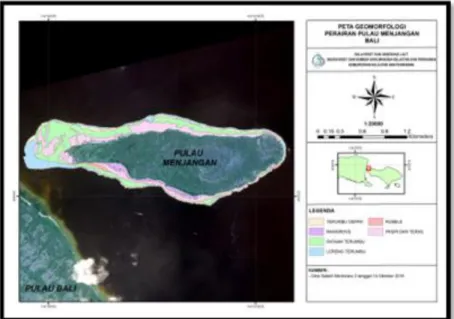 Gambar 21. Geomorfologi habitat pada daerah rataan terumbu Pulau Menjangan  -  Hasil penelitian ini menunjukkan bahwa nilai suhu, salinitas, kekeruhan, nitrat dan 