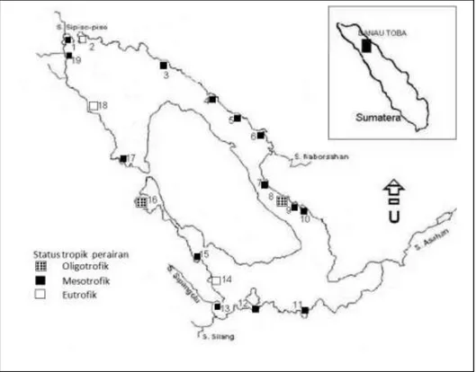 Gambar 3.  Status tropik teluk-teluk yang diamati berbasis kadar TP. 