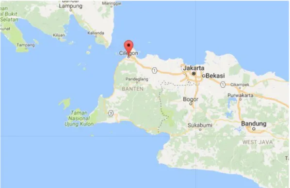 Gambar 1. 2 Lokasi kota Cilegon (https://www.google.co.id/maps/@-6.5916425,105.9248595,8z) 