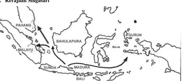 Gambar 4. Peta Kerajaan Singasari semasa Kertanegara  Sumber: Atlas dan Lukisan Sejarah Nasional Indonesia  1