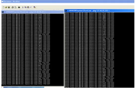 Gambar 3.6 Hasil ping dari pengeluaran barang ke server  3.  Hasil ping  dari dua segmen  jaringan dengan IP  yang berbeda  yaitu IP 