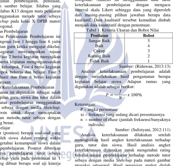 Tabel 1. Kriteria Ukuran dan Bobot Nilai 