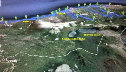 Figure 1. Geographical Map Location of Subaks, Buyan and Tamblingan Lake 