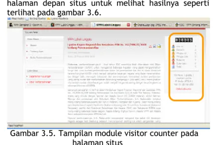 Gambar 3.5. Tampilan module visitor counter pada  halaman situs 