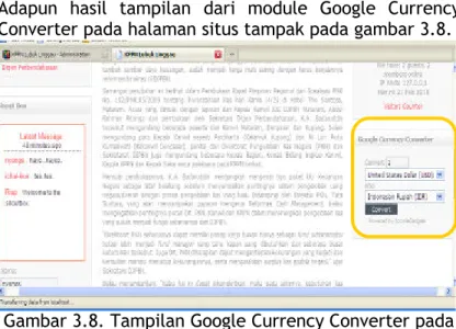 Gambar 3.8. Tampilan Google Currency Converter pada  halaman situs  