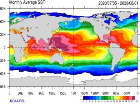 Gambar 6. Rata-rata Suhu Muka Laut Juli 2020 