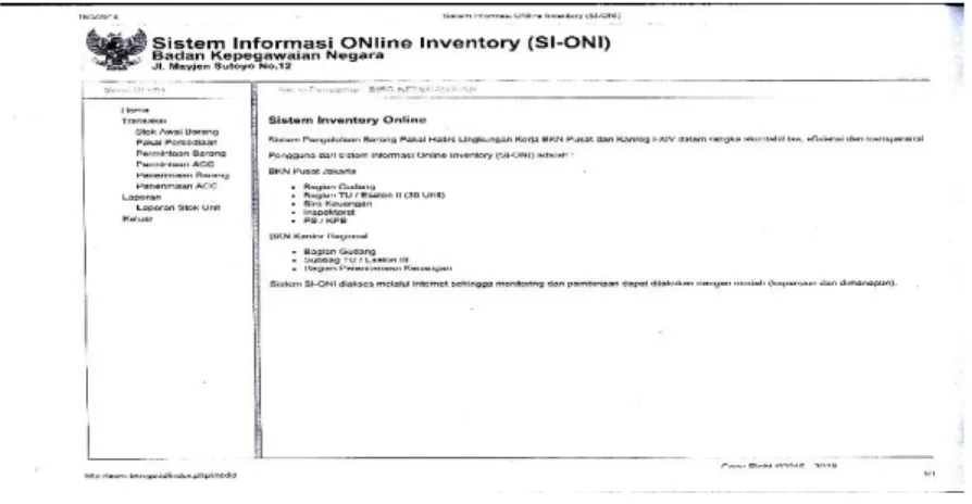 Gambar III. 4 Sistem Informasi Online Inventory (SI-OnI) 